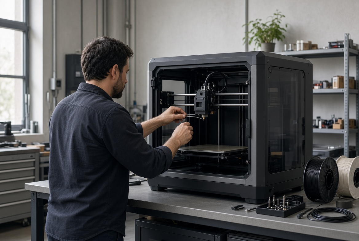 Installation de l’imprimante 3D chez le client, forfait sur place